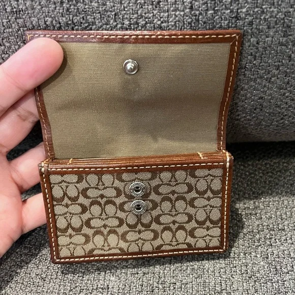 Authentic Coach Signature Monogram Logo Snap Front Card Holder - Picture 8 of 8